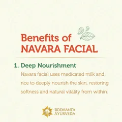 The Navara Facial begins with deep nourishment. I use a unique blend of medicated milk and Navara rice, which is known for its ability to restore softness and natural vitality to the skin from within.
