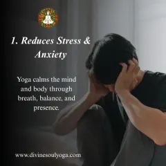 One of the most powerful benefits of yoga is its ability to reduce stress and anxiety. Through conscious breath, mindful movement, and being present on the mat, we guide you to calm both your body and your nervous system.
