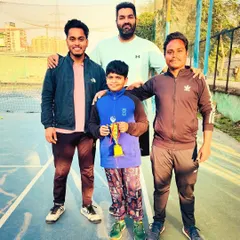 Our player Taarush Adyant with his coaches after winning the title in the Below 15 years category at the CAG’s XVI Tennis Tournament. This achievement is a credit to his hard work and our team's dedicated coaching.
