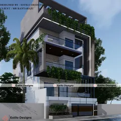 My work extends beyond interiors to complete architectural design. This 3D elevation for a residence in Bangalore shows how I integrate modern design principles with natural elements like vertical gardens to create a striking and sustainable building facade.