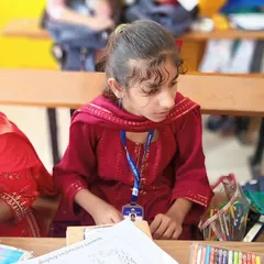 A young artist in our drawing competition at Amara Vidya Niketan, focused and ready to create. We provide a platform for children to express their unique artistic talents and build confidence in their abilities.