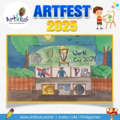 This senior artist's work celebrates the spirit of cricket with logos from the World Cup and IPL.