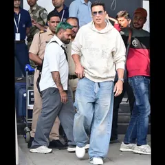 Airport style with an edge. We styled Akshay Kumar in oversized Balenciaga denims and a Mihara Yasuhiro sweatshirt for a look that is all about comfort and high-fashion grunge.