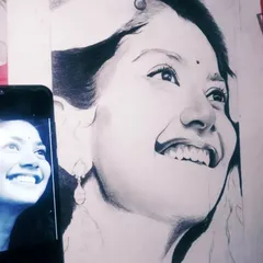 The outline stage for my portrait of actress Sai Pallavi. Before I begin shading, I create a clean and accurate line drawing to serve as the foundation for the final piece.