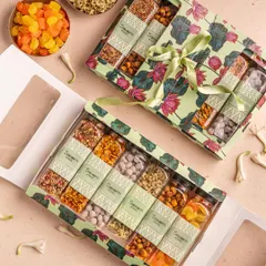 Six timeless essentials. One unforgettable box. The Swaad Set brings together my most-loved classics, a little sweet and a little savoury, all beautifully packed in a floral gift box.