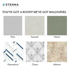 Whatever your style, we have a wallpaper to match. This overview showcases the variety we offer, from simple plains and textures to nature-inspired, geometric, classic, and abstract designs. We help you find the perfect fit for any room.