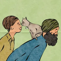 Love in a family isn't just between people; it includes our beloved pets. This illustration shows a sweet, playful moment between a couple and their cat, a scene of domestic happiness that will be featured in my upcoming 2025 calendar.