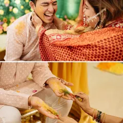 A moment of pure, uninhibited laughter during the groom's Haldi. These are the candid memories that families will cherish forever.