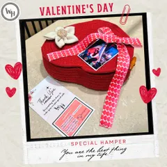 A special Valentine's hamper for the best thing in your life. This heart-shaped box is personalized with a photo and filled with thoughtful gifts.