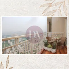 Your balcony is an experience waiting to be designed. This high-rise balcony offers a stunning view, and we've styled it as a personal retreat with simple, comfortable furniture and greenery to create an urban oasis.