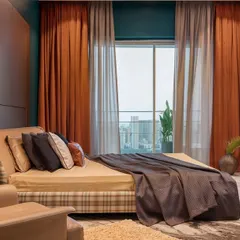 Dive into a sea of tranquility in this teal-toned haven. I used a soothing color palette and plush fabrics to create a spacious sanctuary where time slows down, allowing you to escape and rejuvenate.