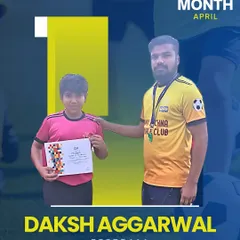 Daksh Aggarwal is our Football Player of the Month for April in the U-15 category. His hard work and team spirit on the field have been outstanding.