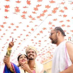 A beautiful moment from a Kannada wedding where the couple looks up towards their future together. I aim to capture these symbolic details that make each wedding unique.