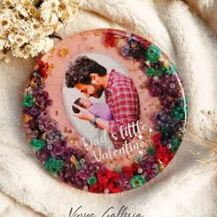 The most beautiful frame for a new father. This piece was created as a Valentine's gift for new parents, featuring a photo of "Dad's little Valentine" surrounded by vibrant, multi-colored daisies.