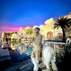 As a destination wedding DJ, I get to play at some breathtaking locations like this palace in Jaipur. The stunning sunset backdrop adds a magical touch to the celebration, and I match that vibe with the perfect music.