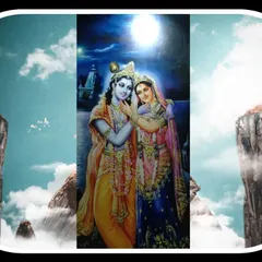 A custom wallpaper featuring Radha and Krishna. I can create designs based on any spiritual figure or scene that is meaningful to you, turning your wall into a sacred space.