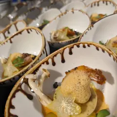 A close-up of our Asian Sea Bass (Chonak) with pickled starfruit and a delicate foam. This dish was part of a curated menu designed around seasonal and local ingredients for a corporate dinner.