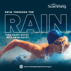 Don't let the monsoon stop your training. This graphic encourages you to turn rainy days into powerful swim days. With our indoor and temperature-controlled facilities, you can train strong and stay consistent through every season.