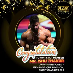 A huge congratulations to our star member, Mr. Ishu Thakur, on winning Gold in the Men's Physique Division at Bigfit Classic 2023.
