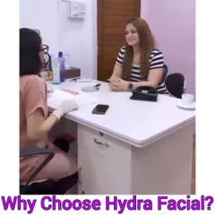 The journey to radiant skin starts with a thorough consultation. Here, I am discussing a client's goals to create a personalized HydraFacial treatment plan for her specific skin needs.