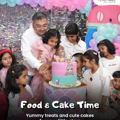 Food and cake time is a highlight of every party! I make sure the treats are delicious and the cakes are as cute as your little stars. This moment of a family cutting the cake together is what it's all about.