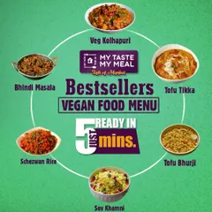 For my vegan customers, I have a dedicated menu of bestsellers. This includes dishes like Veg Kolhapuri, Tofu Tikka, and Schezwan Rice, all 100% plant-based and ready in 5 minutes.