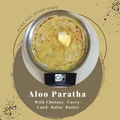 My homemade Aloo Paratha, stuffed with a spiced potato filling and cooked until golden. I serve it with your choice of chutney, curd, or butter for a filling meal.