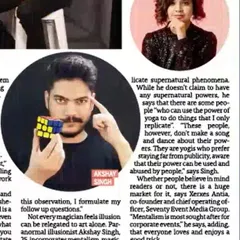 A close-up of the Mid-Day article. I explain that while I don't have real powers, I use my skills to replicate what people might perceive as supernatural, creating a powerful theatrical experience.