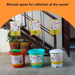 Allocating a dedicated, well-marked space for dry waste collection is the first step. This makes it easy for residents and staff to segregate paper, plastic, and rejects correctly.