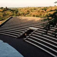 The Aravali Biodiversity Park Amphitheatre in Gurgaon, carved into the natural terrain. The entire structure was built using sustainable materials sourced from the surrounding area, making it a true example of landscape architecture.