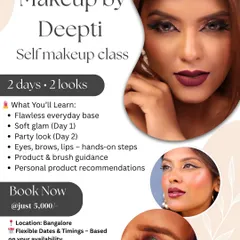 Here is everything you will learn in my 2-day self makeup class. We cover all the essentials, from creating a flawless base for daily wear to crafting the perfect party look, with personal guidance at every step.