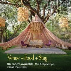 Looking for the full package, minus the stress? Our Venue + Food + Stay option includes access to our 18+ rooms, making your celebration seamless for everyone.