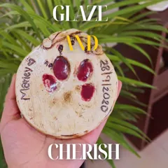 Glaze and cherish. This finished paw print keepsake shows how we can add color and a personal touch to make it even more special.