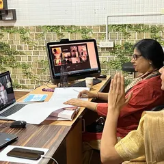Our gurus conducting a live online class for students across the globe. We use a multi-camera setup to ensure that our online instrumental and vocal music students receive the same quality of instruction as our offline students.
