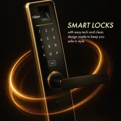 Your door deserves more than just a key. This Häken smart lock brings together intuitive technology and a timeless black and gold design, offering security that keeps your home safe in style.