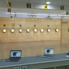 This is the competition-ready 10m shooting range at my Punjabi Bagh facility. Each lane is professionally set up with electronic targets to meet international standards.