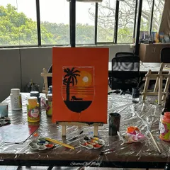 A testimonial from a first-timer who was scared to paint but ended up loving it. This is what we’re all about: creating a pressure-free zone where you can surprise yourself.