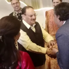 A privilege to greet Mr. JP Nadda, President of the BJP, at a recent family event we catered. We ensure every guest, especially our esteemed dignitaries, receives impeccable service.