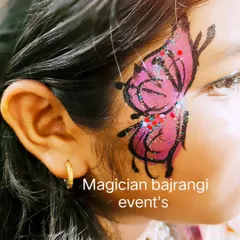 My face painting service is always a huge hit. This detailed butterfly design with glitter is one of the most requested looks for birthday parties and family events.