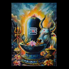 A final look at the completed Mahadev canvas painting. The warm glow, the serene expression of Nandi, and the powerful Shivling come together to create a piece that I hope brings blessings and tranquility to your home.