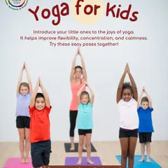 Our "Yoga for Kids" classes are designed to be fun and engaging. This image shows a group of children learning basic poses, helping them improve flexibility, concentration, and calmness.