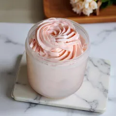 The beautiful, fluffy texture of a body cream made in my workshop. I teach the science behind creating stable, luxurious emulsions from scratch.