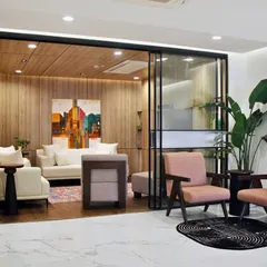 The client lounge area in our Bengaluru office. We've designed the space to be welcoming and conducive to productive discussions.