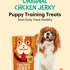 Start their training early and treat them healthy. My Original Chicken Jerky is the perfect puppy training treat, offering a delicious and nutritious reward for good behavior.