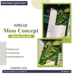 Elevate your wall with our artificial moss concept. It provides a natural, cost-effective, and low-maintenance way to introduce unique textures and a deep green aesthetic into your interior design.
