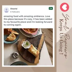 We're over the moon with this review from Sheetal, who loved the amazing food and cozy ambiance. I'm thrilled to be added to her list of favorite places.