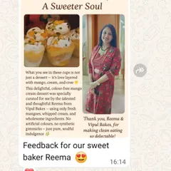 Such a sweet gesture from Dr. Poornima! I'm so happy she enjoyed the mango cream dessert I curated for her, made with only fresh mangoes and wholesome ingredients.