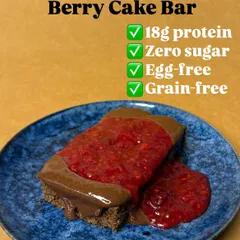 My High Protein Chocolate Berry Cake Bar checks all the boxes: 18g of protein, zero sugar, egg-free, and grain-free. It's a truly functional dessert that tastes amazing, and my clients love it.