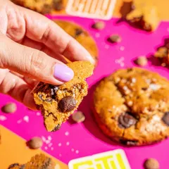 A close-up of the (C)lean Cookie, showing off its deliciously complex texture. It's a healthy-ish cookie that doesn't compromise on flavor.