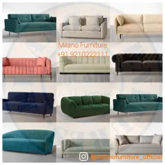We provide a diverse range of sofa designs to match any interior style. This image collage displays some of the silhouettes we can create, from classic chesterfields to modern, clean-lined couches, all available for customization.
